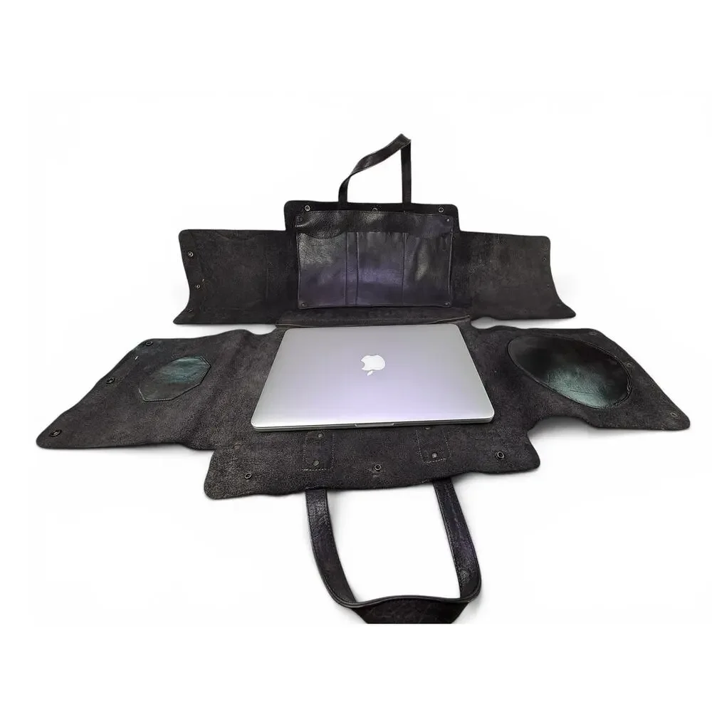 Bed Stu Commuter Laptop Bag Black‎ Leather Messenger Tote 15 Inch Unisex